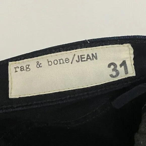 Rag & Bone High Rise Skinny Jeans in Black Coal Size 31 - Picture 7 of 12
